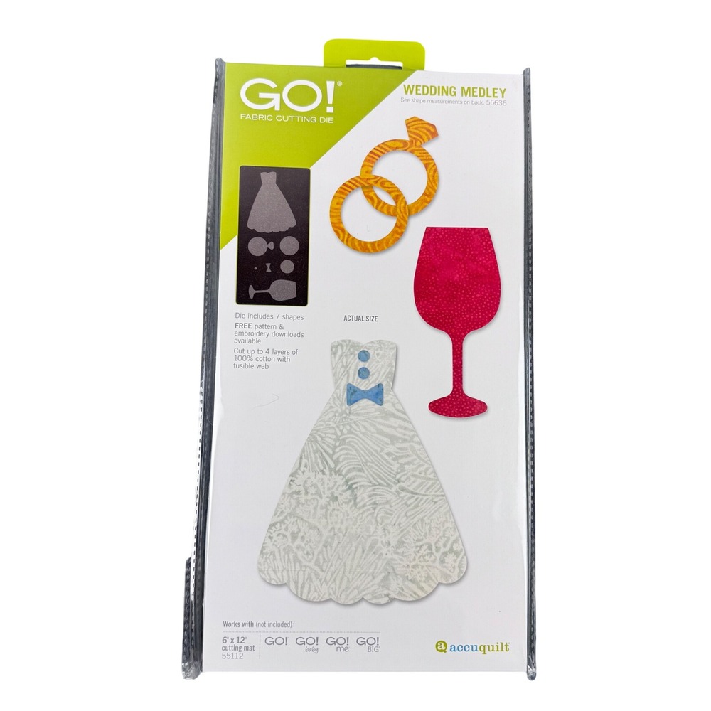 AccuQuilt GO! Wedding Medley Fabric Cutting Die White 55636 7 Shapes